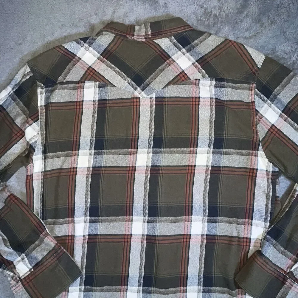 Levi’s Strauss & Co. Jeanswear Plaid Long Sleeve Shirt Mens XL OLIVE GREEN WHITE